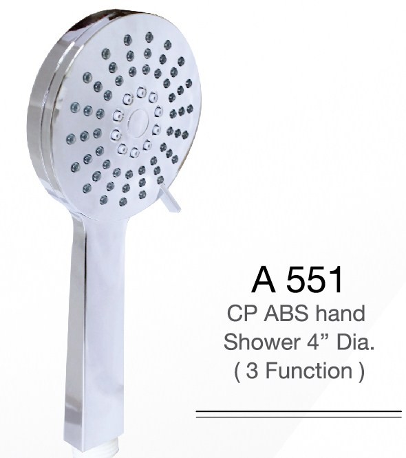 A551 CP ABS Hand Shower 4" Dia (3 Function)